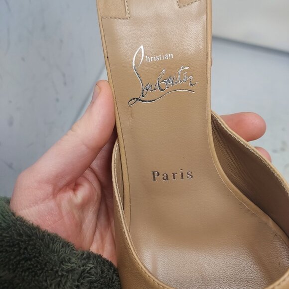 Christian Louboutin Toffee Beige Condora Leather Heel Sandal - Picture 5 of 10
